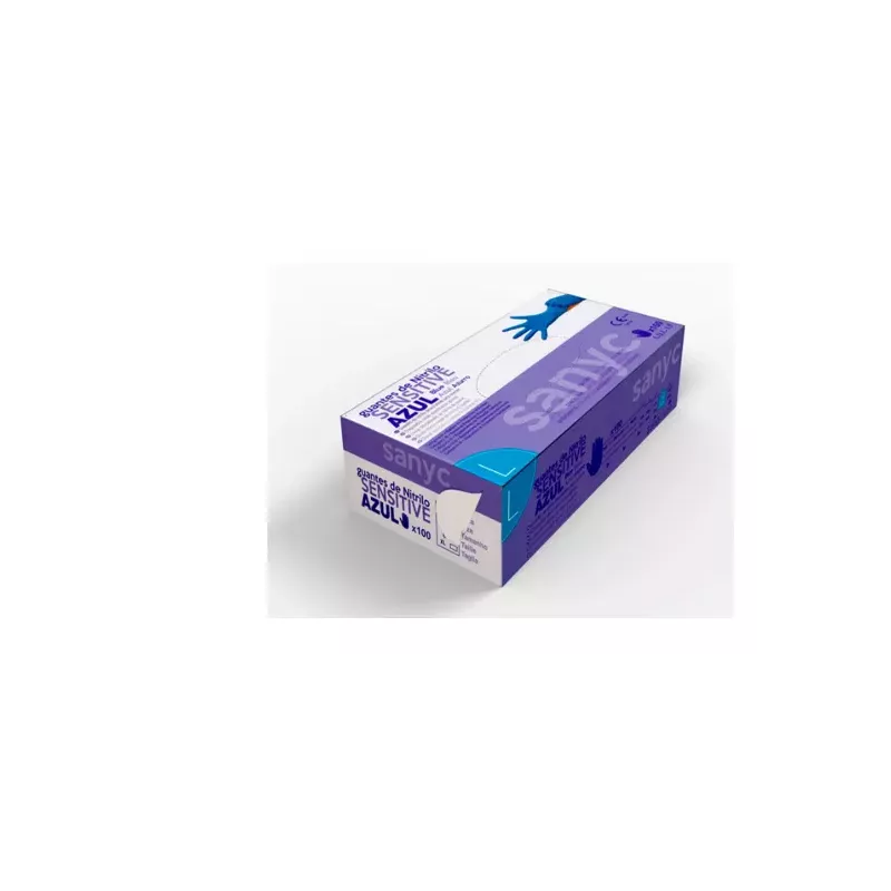 Guantes de nitrilo talla L desechable sensitive sin polvo color azul caja de 100 unidades