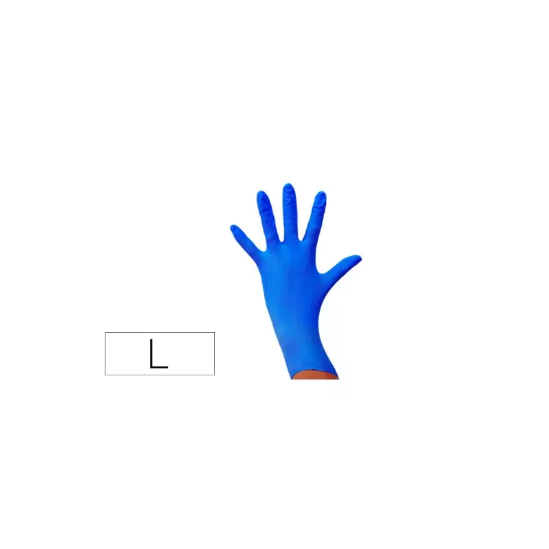 Guantes de nitrilo talla L desechable sensitive sin polvo color azul caja de 100 unidades